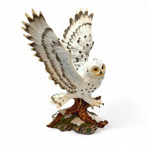 Vintage Arctic Flight 1991 Masterpiece White Owl Porcelain Figurine By Homco